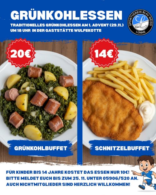 Traditionelles Grünkohlessen am 1. Advent (29.11.2026)