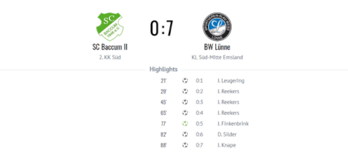 1. Runde Kreispokal: Baccum II vs Lünne I