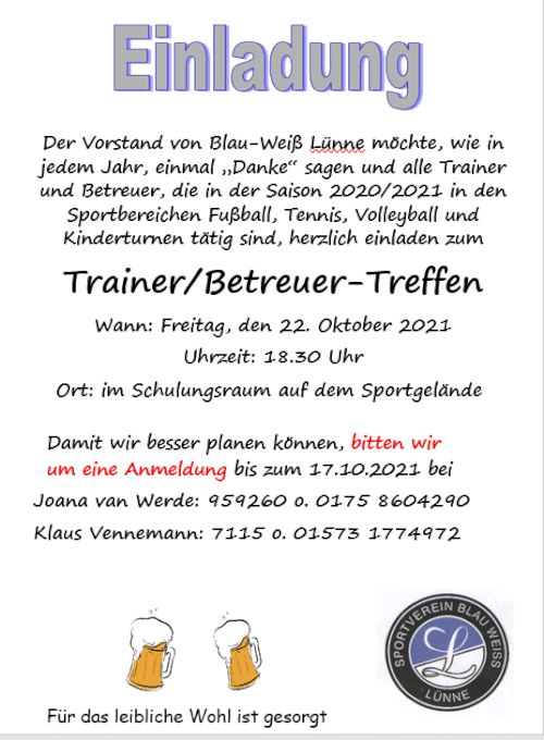 Trainer/Betreuer-Treffen 2021